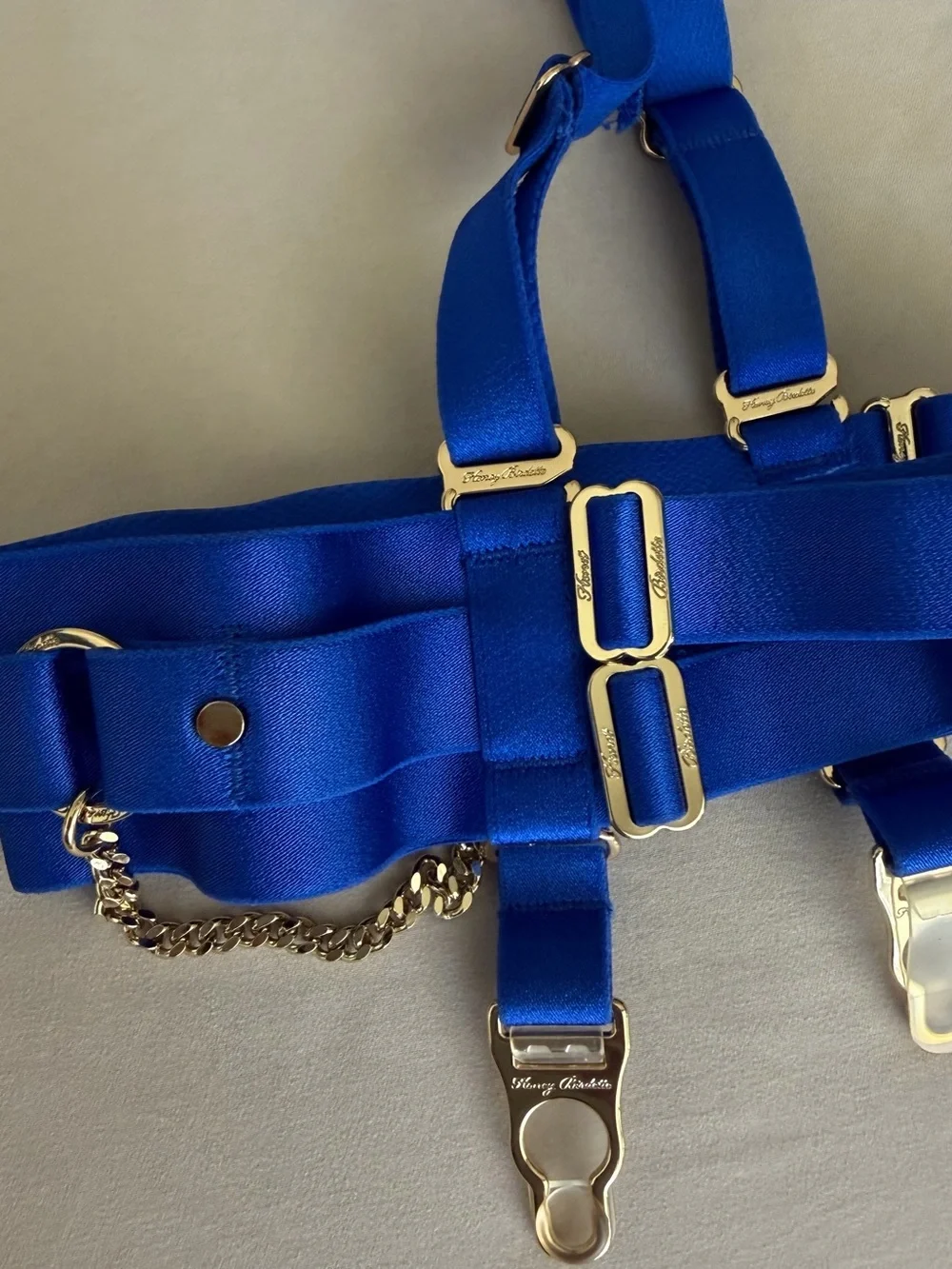 Honey Birdette Cobalt Blue Strappy Harness Belt